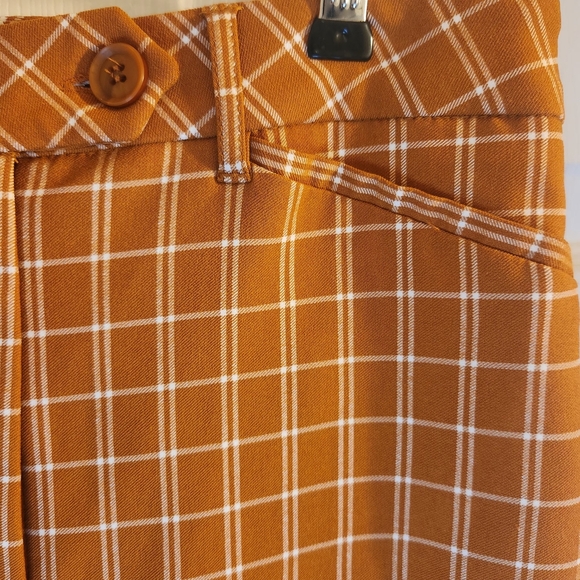 Versona Modern Bootcut Pants Sz: 8 NWT Orange Plaid Hippie 70s Hi Rise - Picture 3 of 16